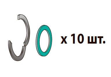 Комплект – 10 стопорных колец + 10 уплотнений для подключения концевых фитингов к трубе Inoflex